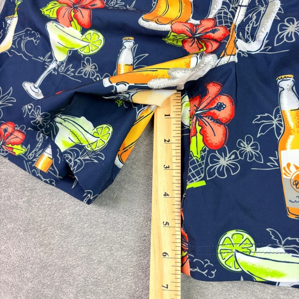 Trinity‎ Coast Mens XL Navy Blue Tropical Drink Print Swim Trunks 6